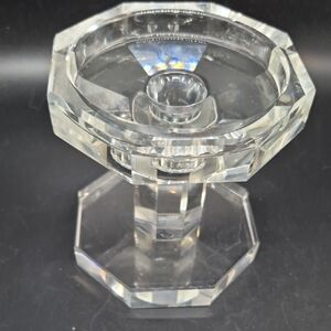 Oleg Cassini Vintage Faceted Column Clear Crystal Candle Holder
